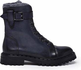 Eleventy Grey Fur Lining Side Zip Suede Boots