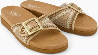 Toms Womens TOMS Marin Slide Textile Womens Dark Beige Sandals - Cream - Size: 8