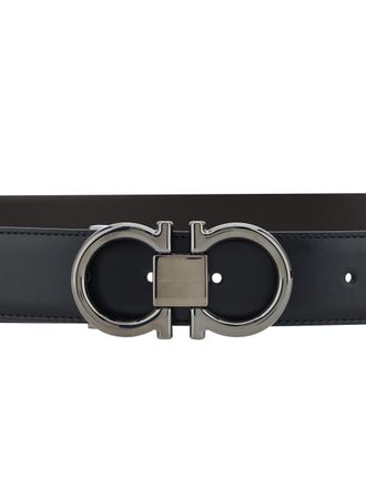 Ferragamo Mens Gancini Leather Belt Black Calf