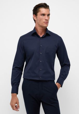 Eterna Langarmhemd ETERNA COMFORT FIT, Herren, Gr. 46, Normalgr&ouml;ssen, navy, Twill, 100% Baumwolle, normal, Manschette, Hemden Langarmhemd, NON IRON (b&uuml;gelfre