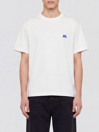 Jil Sander T-shirt girocollo in cotone con logo a contrasto sul petto