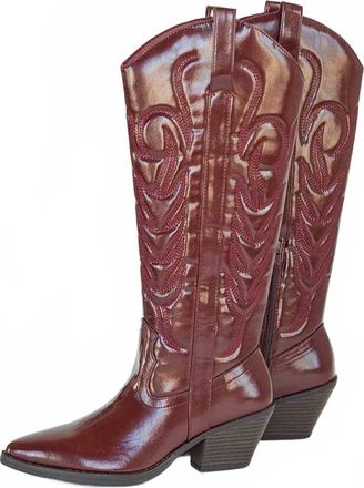 Matisse Footwear Womens Dixie Patent Cowboy Boots In Burgundy