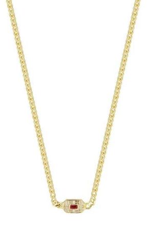 Sphera Milano 14K Gold Plated Sterling Silver & CZ Art Deco Station Necklace in Yellow Gold at Nordstrom Rack