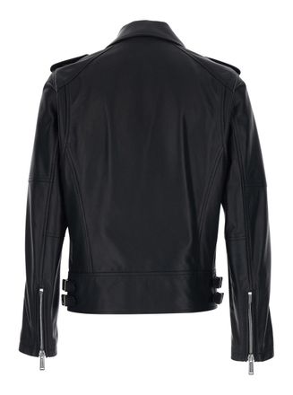 Dsquared2 Mens Leather Jacket Black With Three Zip Pockets Coat
