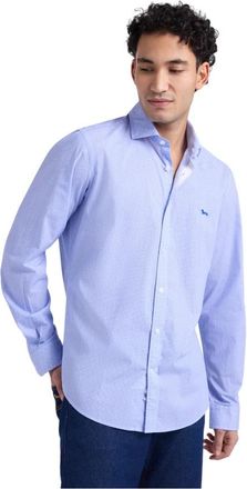 Harmont & Blaine Micro-print Overhemd - Heren - Casual Overhemden - Blauw - XL - Katoen - Overhemden