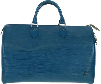 Louis Vuitton Speedy Handbag Epi Leather Blue Leather Handbag (Pre-Owned)
