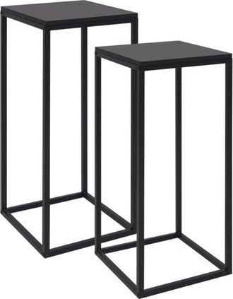 vidaXL Side Tables 2 pcs Black Steel Vidaxl