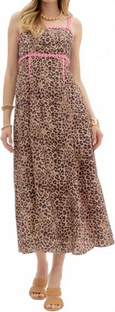 Entro Sutton Midi Dress In Leopard & Pink