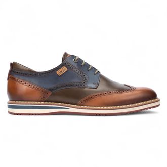 Pikolinos Mens Mens Brandy Brown Leather Brogue Lace-Up Oxford Shoes - Avila - Chocolate - Size EU 45