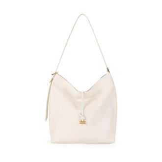 Elisabetta Franchi Tassen, Dames, Beige, ONE Size, Leer, Boulevard Bucket Bag