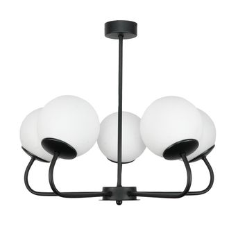 OEM Lampada A Sospensione Da Soffitto, Nera, Paralume In Vetro Grafite, Gancio 15-180