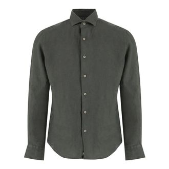 Alessandro Gherardi Casual Shirts, male, Green, Size: 2XL Linen Shirt