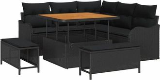 vidaXL Garden Sofa Set with Cushion with Storage 8 pcs Black vidaXL