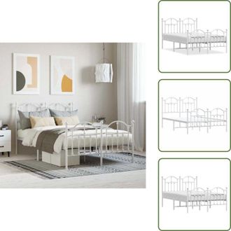 vidaXL The Living Store Giroletto con Testiera e Pediera Metallo Bianco 120x200 cm - Letto con testiera e pediera