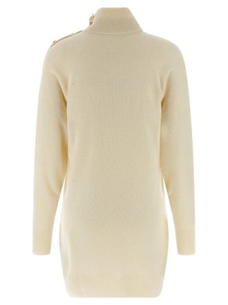 Balmain Wool-Cashmere Turtleneck Dress - Cream