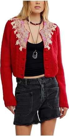 Free People Pixie Cardi Womens Sweater Red : LG (Womens 12-14), Acrylic/Polyester/Wool