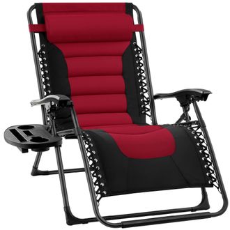 Best Choice Products Oversized Padded Zero Gravity Chair, Folding Outdoor Patio Recliner w/ Side Tray