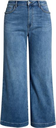 Paige Anessa Braided Pocket High Waist Wide Leg Jeans in Encino at Nordstrom, Size 24