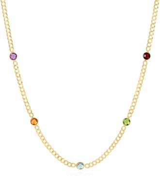 The Lovery Rainbow Gemstone Curb Necklace