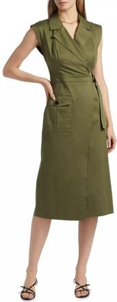 Toccin Silvia Safari Wrap Midi Dress In Olive