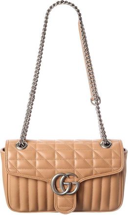 Gucci Camelia Calfskin Matelasse Leather Aria Small Gg Marmont Shoulder Bag (Authentic Pre-Loved)