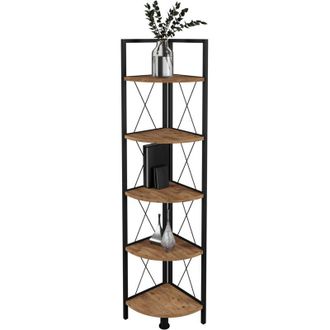 ebuy24 Ebuy24 - Vcm Madera Metal Esquina Estante De Almacenamiento Estante Estante Decoraci&oacute;n Libros Stand Estante Insasi 5 (roble De Miel)