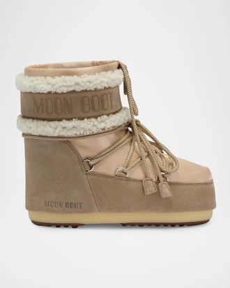 Moon Boot Icon Low Shearling-Trimmed Suede and Nylon Snow Boots