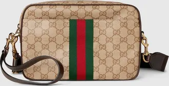 Gucci Small Crossbody Bag With Web, Beige, GG Canvas