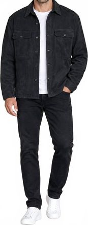 Vince Sherpa Lined Suede Jacket In Blue