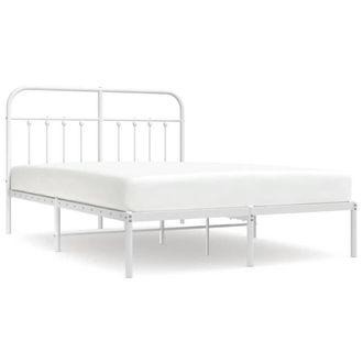 Berkfield Home Metal Bed Frame with Headboard White 150x200 cm King Size