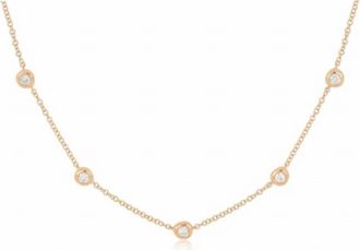 EF Collection Womens 5 Diamond Pillow Necklace In Gold