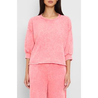 Michael Stars Julia Puff Sleeve Sweatshirt in Coral Sherbet at Nordstrom, Size X-Small