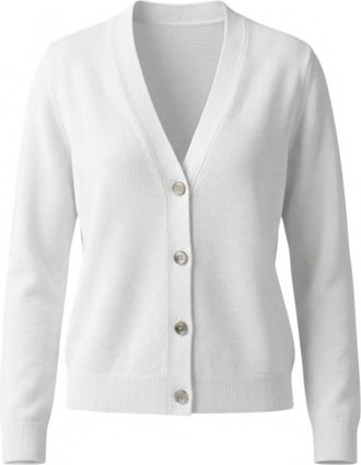JUMPER 1234 Womens Cotton Long Sleeve Cardigan In White