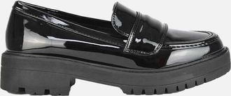 XY London Womens XY London Womens/Ladies Kourtney Patent Leather Chunky Heel Loafers - Black - Size: 8
