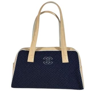 Chanel Pre-owned Handbags, female, Blue, Size: ONE SIZE Pre-owned Vintage Canvas Boston Bag