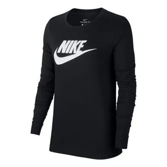 Nike (WMNS) Nike Sportswear Classic Logo Printing Round Neck Long Sleeves Black T-Shirt BV6172-010