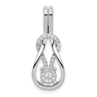 Diamond2Deal 14k White Gold 1/6 Ct Diamond Knot Slide Pendant Fits up to 2mm Omega