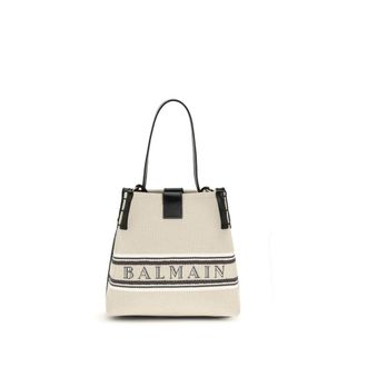 Balmain Beige Cotton Shoulder Womens Bag