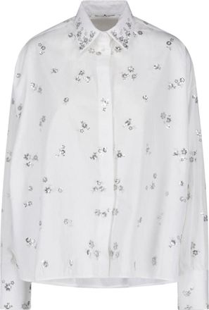 Ermanno Scervino Sequin Floral Appliqu&eacute; Cotton Top
