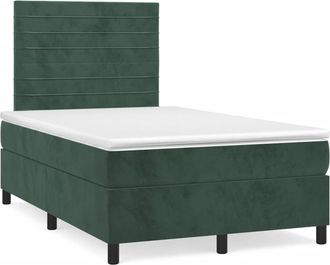 vidaXL Vidaxl - Cama Box Spring Con Colch&oacute;n Terciopelo Verde Oscuro 120x190 Cm