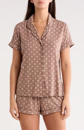 Nordstrom Moonlight Eco Short Pajamas in Brown Woodblock Fleur at Nordstrom, Size X-Small