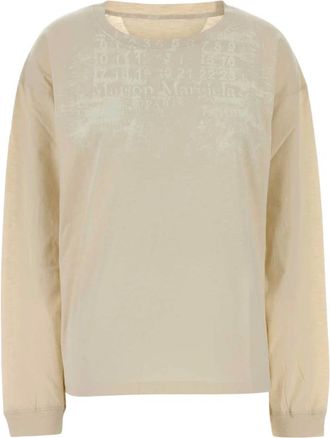 Maison Margiela Tops, Dames, Beige, XL, Katoen, Katoenen T-shirt
