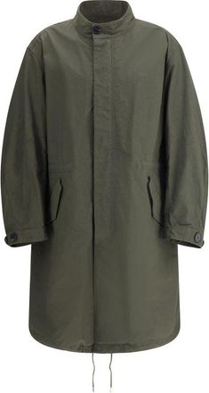 Givenchy Mens Coat Long Sleeve - Dark Green Cotton - Size EU 46 (Mens)