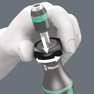 Wera 7441 Kraftform Giraviti dinamometrici regolabili con porta-inserti Rapidaptor, 1/4 pollice, 1,2-3,0 Nm - Wera