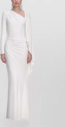 Self Portrait asymmetric draped jersey maxi dress