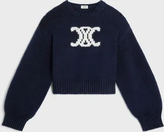 Celine Pullover girocollo in misto cotone con monogram jacquard