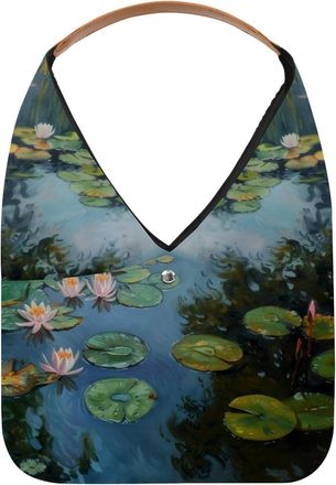 Generic Water Lily Lotus Reusable Lightweight Grocery Bags - Foldable Into Compact Pouch, Washable & Sturdy, Multipurpose for Shopping and Travel