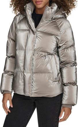 Levi's Hooded Quilted Puffer Jacket in Silver at Nordstrom, Size X-Small