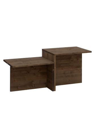 Deco Wood Mesa de centro de madera maciza en acabado nogal 100x44,6cm