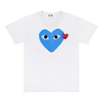 Comme Des Gar&ccedil;ons Red Heart Emblem T-Shirt - female - Comme des Gar&ccedil;ons Play - T-Shirts - Blue - 2XL - Tops